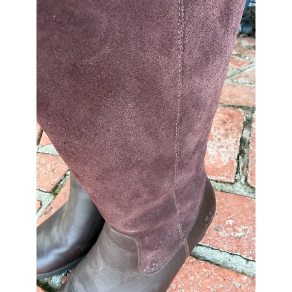UGG Women's Australia Mischa Boots Stout Brown Waterproof Suede Leather Size 10